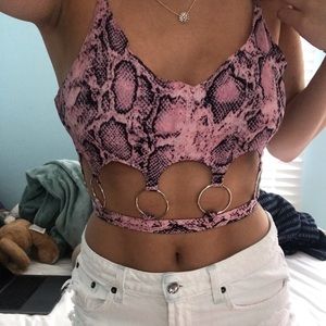 Pink LF snake print crop top